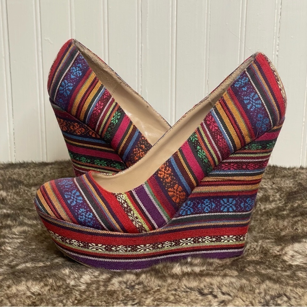 Breckelle’s 6in Multicolor Bohemian Wedge Heels | Bold Aztec Vibes